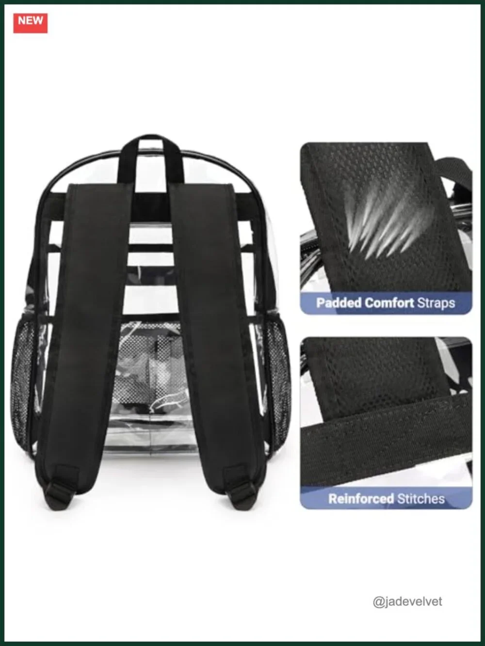 Heavy Duty Clear Backpack for School, Travel, Sports, Stadium Approved